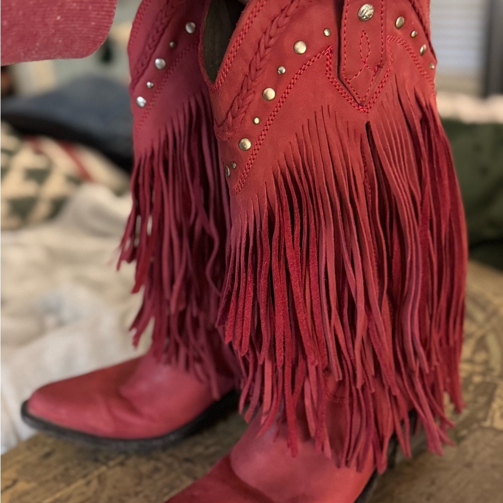 Red Fringe Cowboy Boots